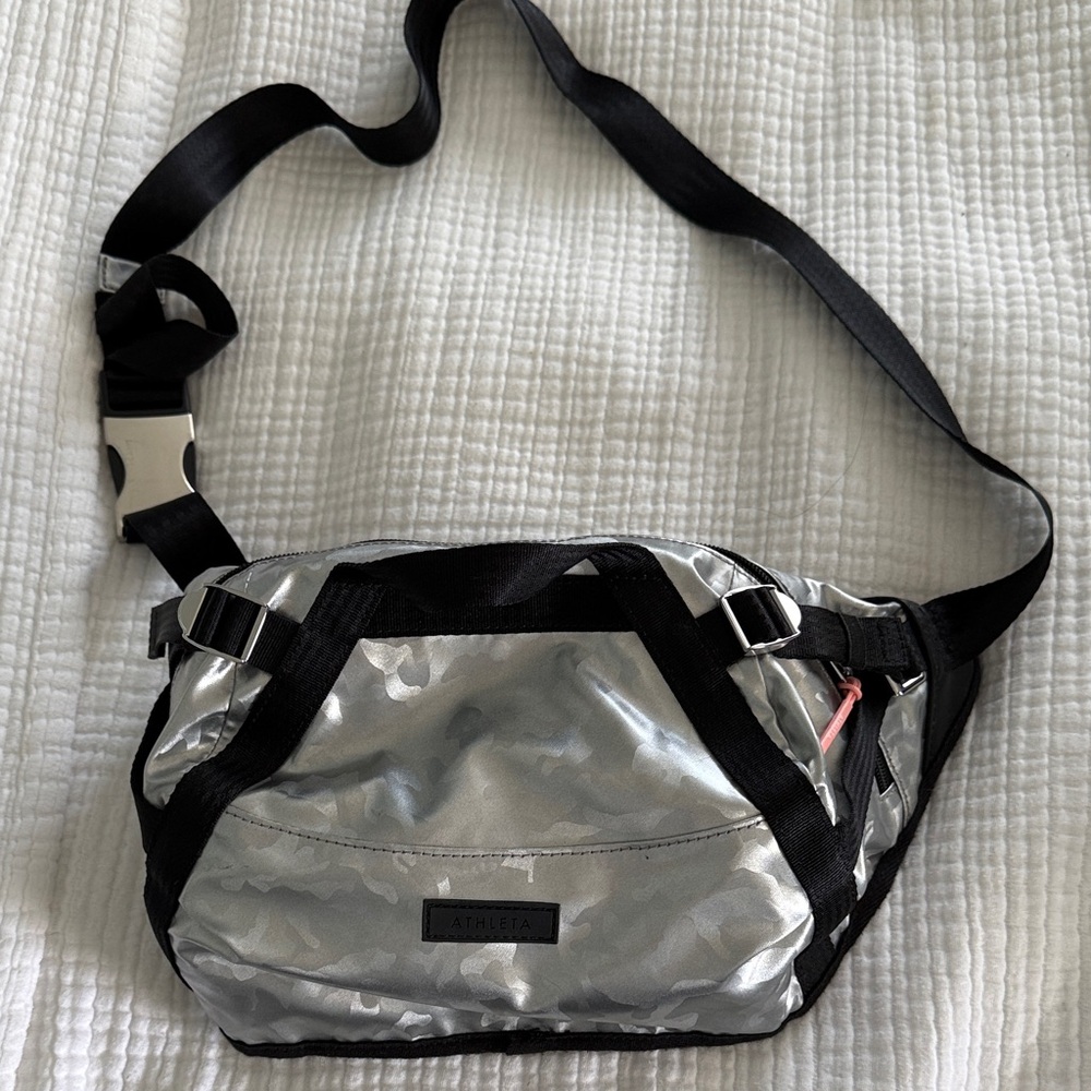 Athleta Silver and Black Belt Bag